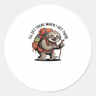 Funny Sloth Hiking Team - Slow and Steady Classic Round Sticker