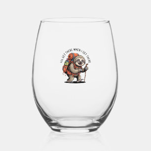 Funny Sloth Hiking Team - Slow and Steady Classic  Stemless Wine Glass