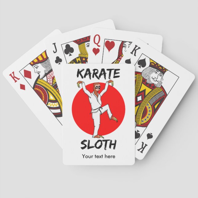 Funny Sloth Karate Japan Flag Playing Cards (Back)
