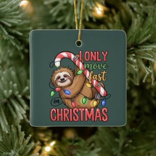 Funny Sloth Lover Christmas Cute Animal Xmas Ceramic Ornament