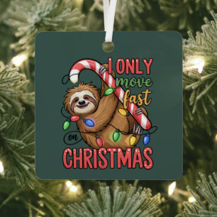 Funny Sloth Lover Christmas Cute Animal Xmas Metal Tree Decoration