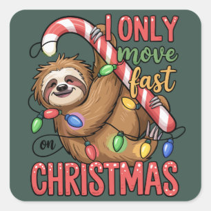 Funny Sloth Lover Christmas Cute Animal Xmas  Square Sticker