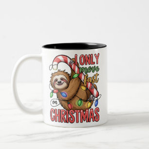 Funny Sloth Lover Christmas Cute Animal Xmas  Two-Tone Coffee Mug