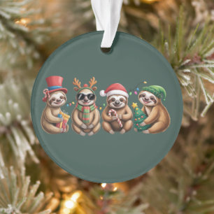 Funny Sloth Lover Christmas Lights Merry Slothmas Ornament