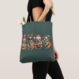 Funny Sloth Lover Christmas Lights Merry Slothmas Tote Bag