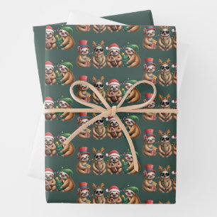 Funny Sloth Lover Christmas Lights Merry Slothmas  Wrapping Paper Sheet