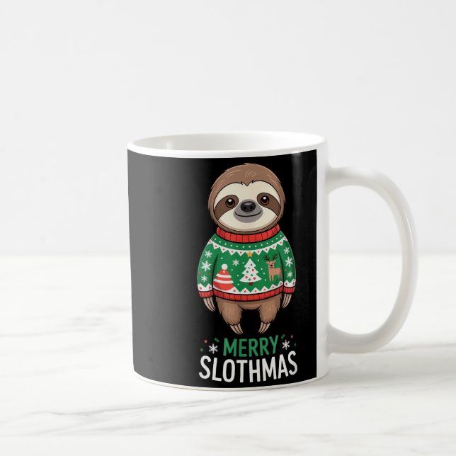 Funny Sloth Lover Christmas Merry Slothmas Ugly Ho Coffee Mug (Right)