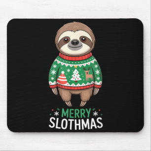 Funny Sloth Lover Christmas Merry Slothmas Ugly Ho Mouse Pad