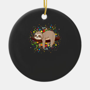 Funny Sloth Lovers Polka Dots Happy Dot Day Girls  Ceramic Ornament