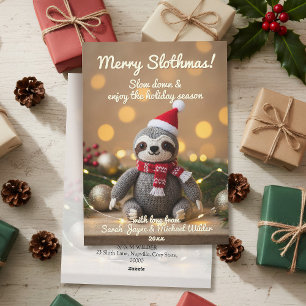 Funny Sloth Merry Slothmas Christmas Holiday Card