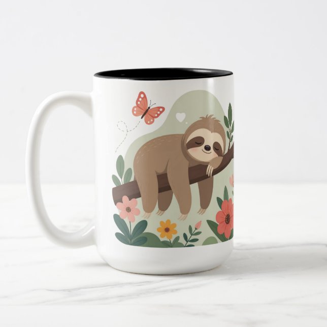 Funny Sloth Mug with Colour Inside (Left)
