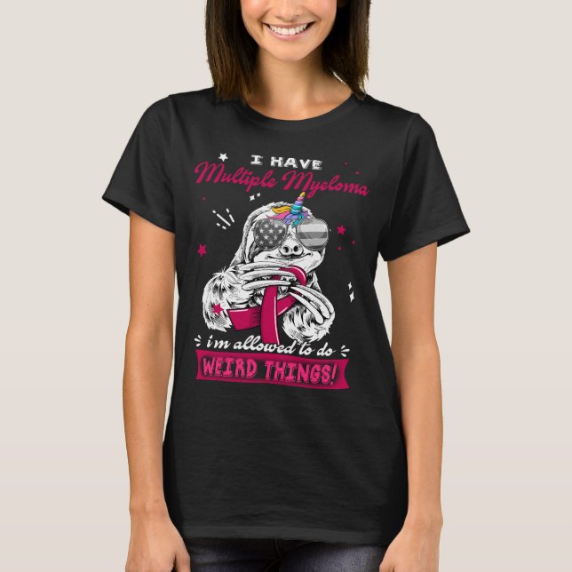 Funny Sloth Multiple Myeloma Warrior T-Shirt (Front)