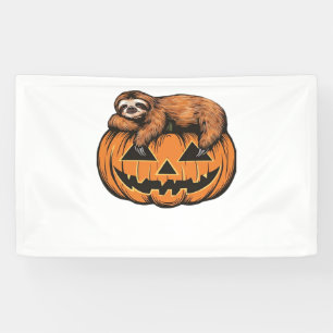 Funny Sloth on Halloween Pumpkin Essential T-Shirt Banner