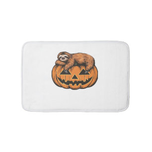 Funny Sloth on Halloween Pumpkin Essential T-Shirt Bath Mat
