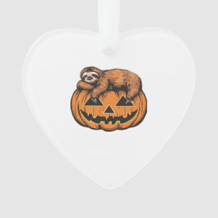Funny Sloth on Halloween Pumpkin Essential T-Shirt Ornament