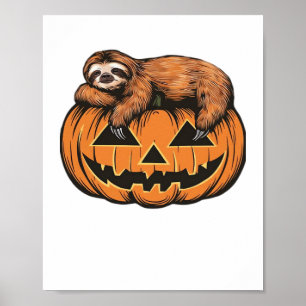 Funny Sloth on Halloween Pumpkin Essential T-Shirt Poster
