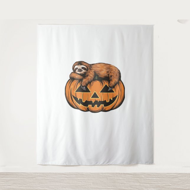 Funny Sloth on Halloween Pumpkin Essential T-Shirt Tapestry (Front)