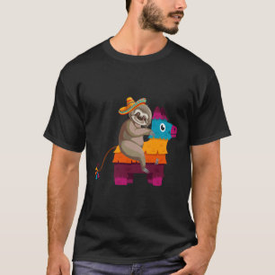 Funny Sloth On Pinata Mexican Theme Party Sloths T-Shirt