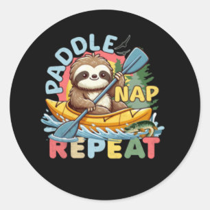 Funny Sloth Outdoor - Kayaking Sloth Classic Round Sticker