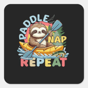 Funny Sloth Outdoor - Kayaking Sloth Square Sticker