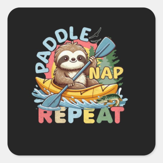 Funny Sloth Outdoor - Kayaking Sloth Square Sticker (Front)