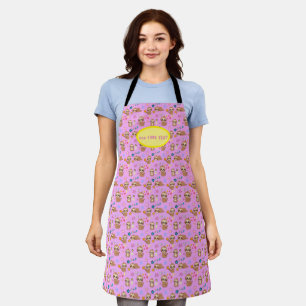 Funny Sloth Pink Pattern Hearts Add Your Text Apron
