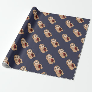 Funny Sloth Playing Cymbals Art Wrapping Paper