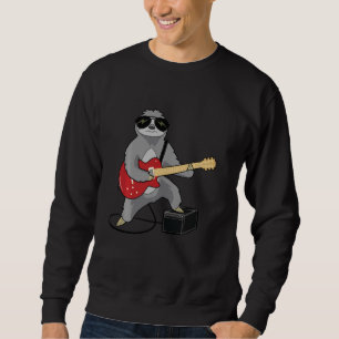 Funny Sloth Playing Guitar Rocker Heavy Metal Slow Sweatshirt