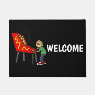 Funny Sloth Playing Pinball Cartoon Doormat