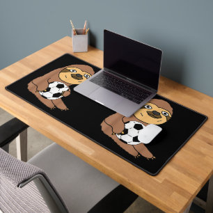 Funny Sloth Playing Soccer Desk Mat