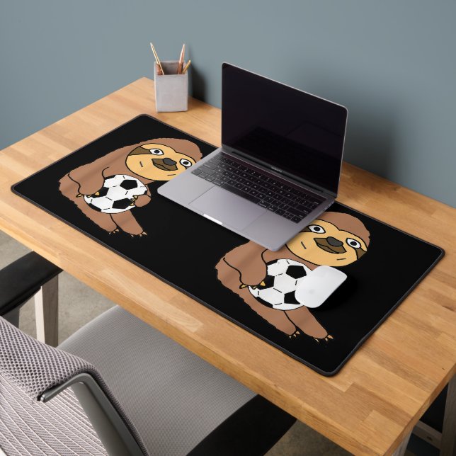 Funny Sloth Playing Soccer Desk Mat (Office 2)