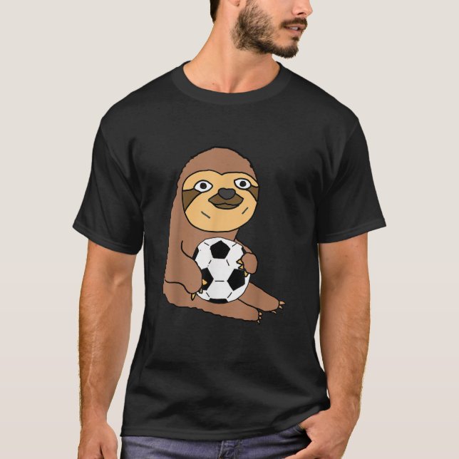 Funny Sloth Playing Soccer T-Shirt (Front)