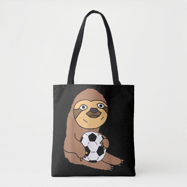 Funny Sloth Playing Soccer Tote Bag (Front)