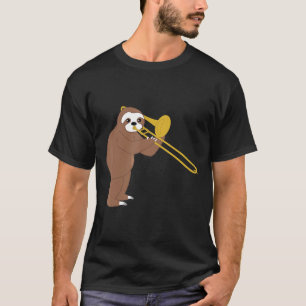 Funny Sloth Playing Trombone Brass Music T-Shirt