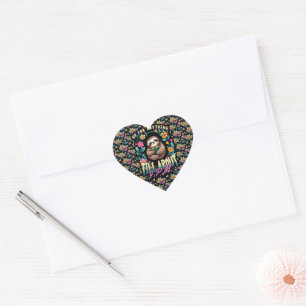 Funny Sloth Quote All Over Print Heart Sticker