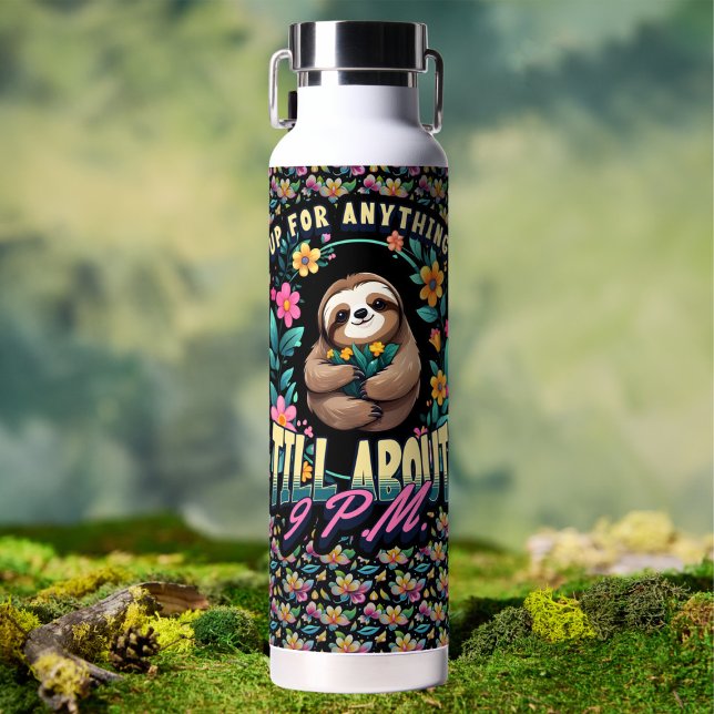 Funny Sloth Quote All Over Print Water Bottle (Creator Uploaded)