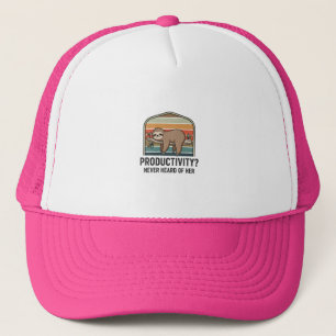 Funny Sloth Retro Design – Productivity? Never Hea Trucker Hat