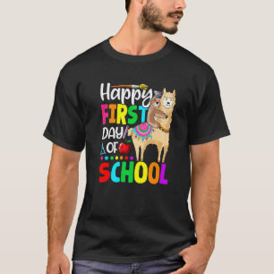 Funny Sloth Riding Llama Happy First Day Of School T-Shirt
