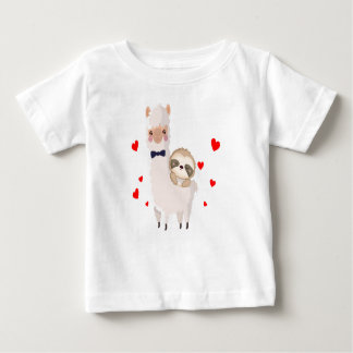 Funny Sloth Riding Llama Shirt funny Alpaca Hearts