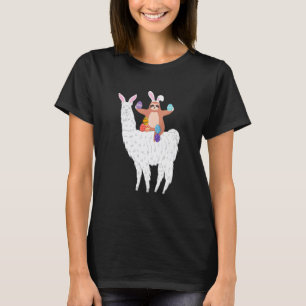 Funny Sloth Riding Llama With Easter Eggs Happy Ea T-Shirt