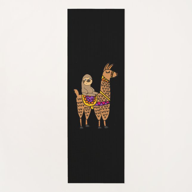 Funny Sloth Riding Llama Yoga Mat (Front)