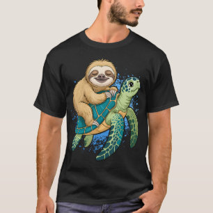 Funny Sloth Riding On A T-Shirt