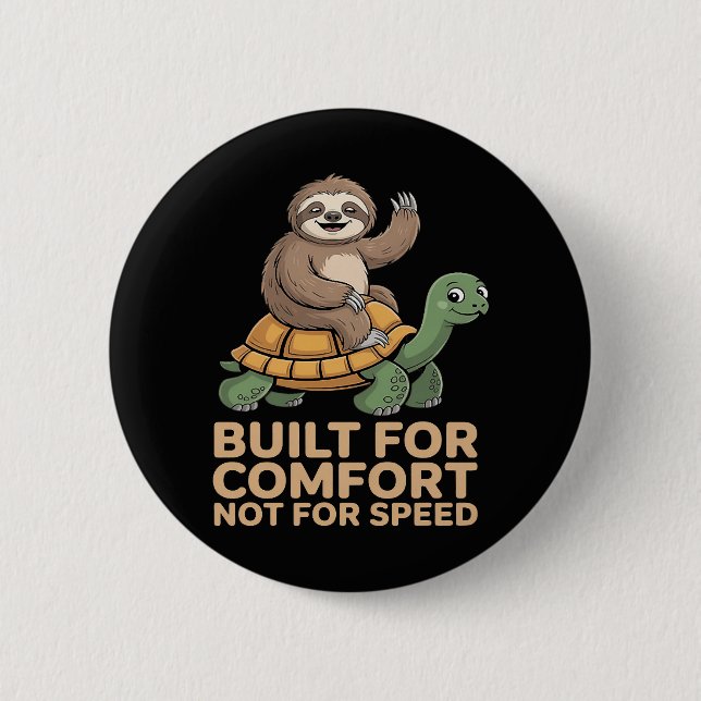 Funny Sloth Riding Turtle 6 Cm Round Badge (Front)