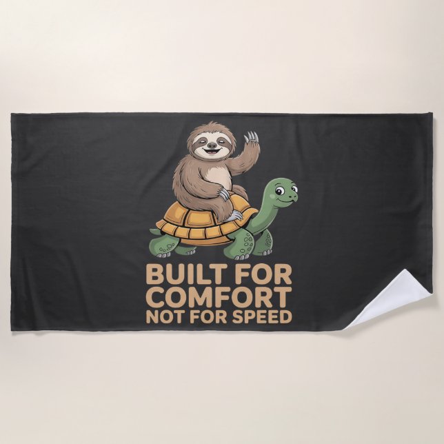 Funny Sloth Riding Turtle Beach Towel (Front)