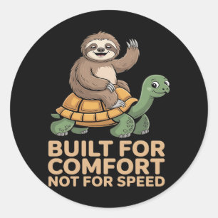 Funny Sloth Riding Turtle Classic Round Sticker