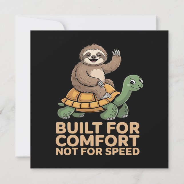 Funny Sloth Riding Turtle Invitation (Front)