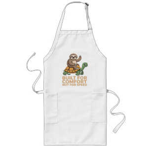 Funny Sloth Riding Turtle Long Apron