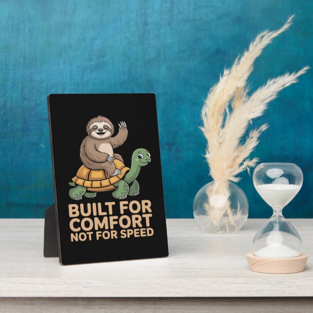 Funny Sloth Riding Turtle Plaque (Side)