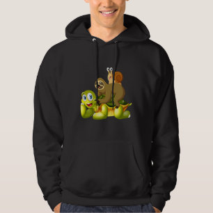 Funny Sloth Riding Turtle Snail Cute Slow Animals Hoodie