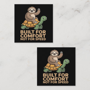 Funny Sloth Riding Turtle Square Business Card